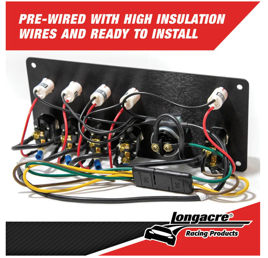 Longacre® 52-44869 Alum. Flip-Up Ignition Switch Panel, Black