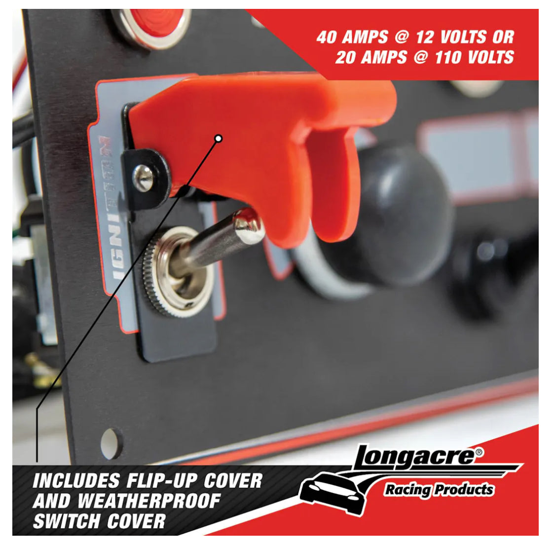 Longacre® 52-44869 Alum. Flip-Up Ignition Switch Panel, Black