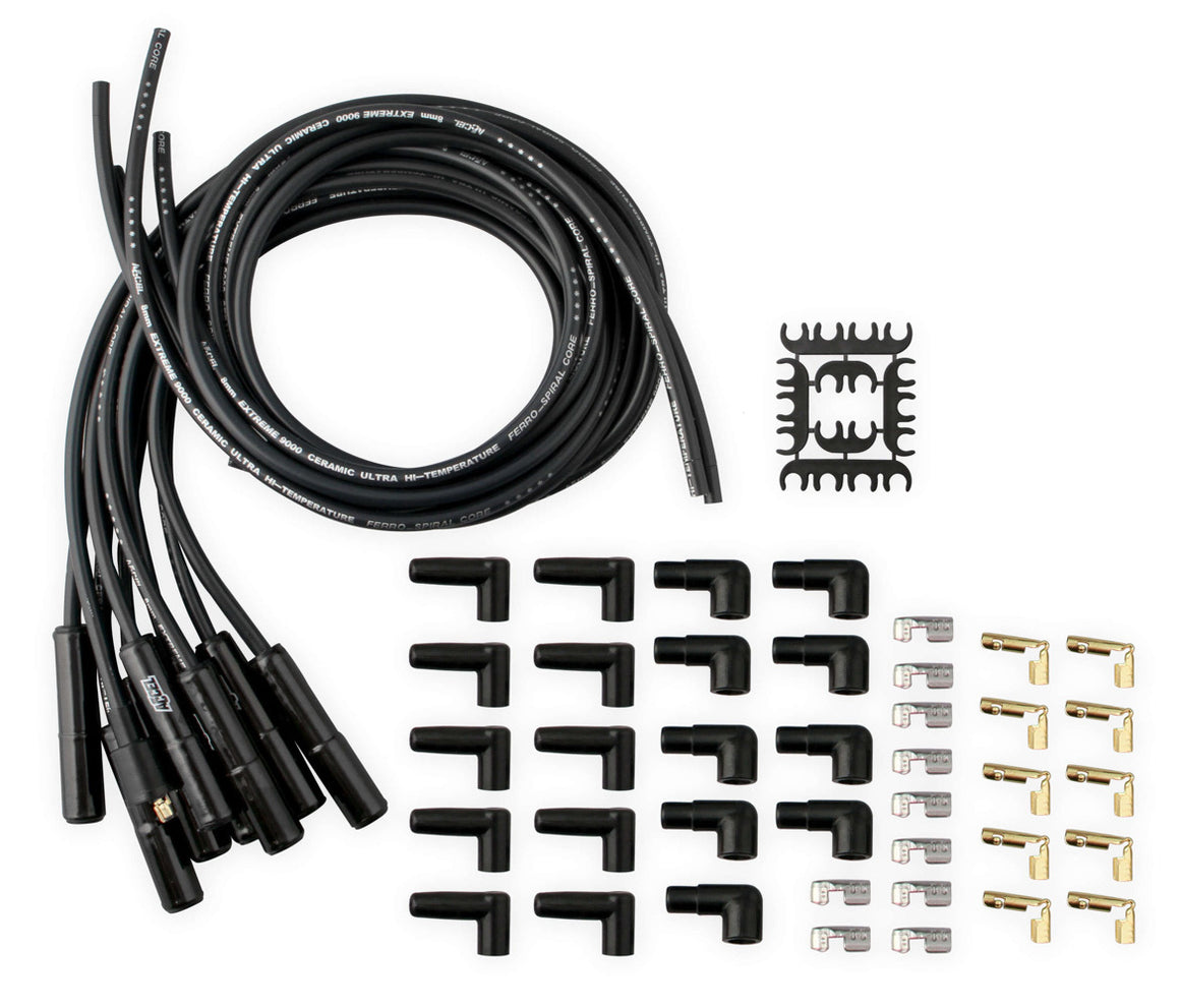Univ Spark Plug Wire Set 180 Ceramic Boots Black