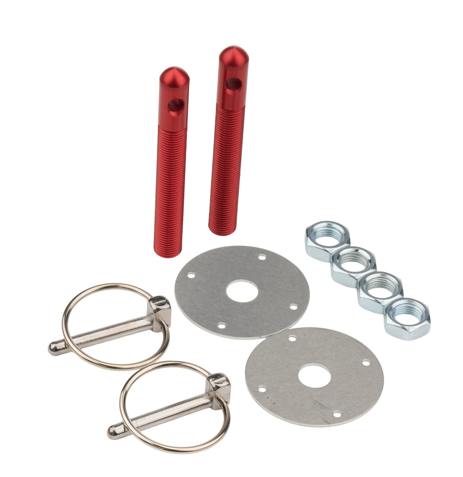 Alum Hood Pin Kit 1/2in with 1/4in Clips Red