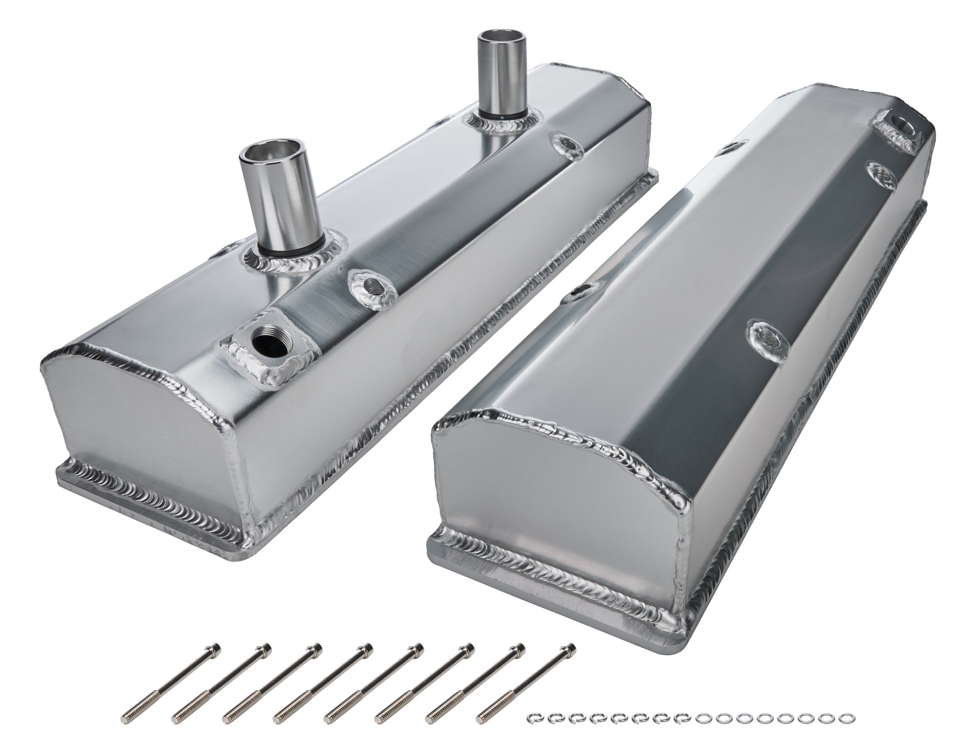 Valve Covers SBC Fab Aluminum w/Tubes
