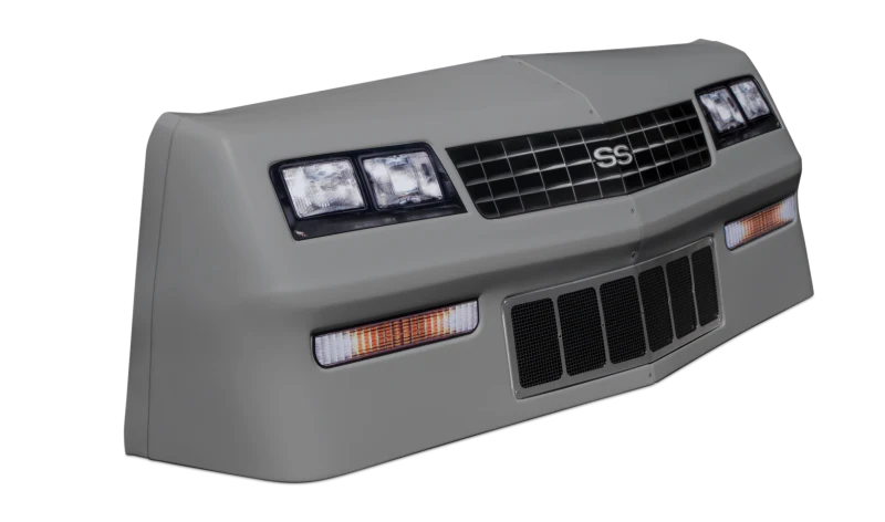 Nose, MD3, 2-Piece Complete, Plastic, Chevy Monte Carlo 1988, Street Stock, Kit (white, blue, gray, orange, red, white, yellow)