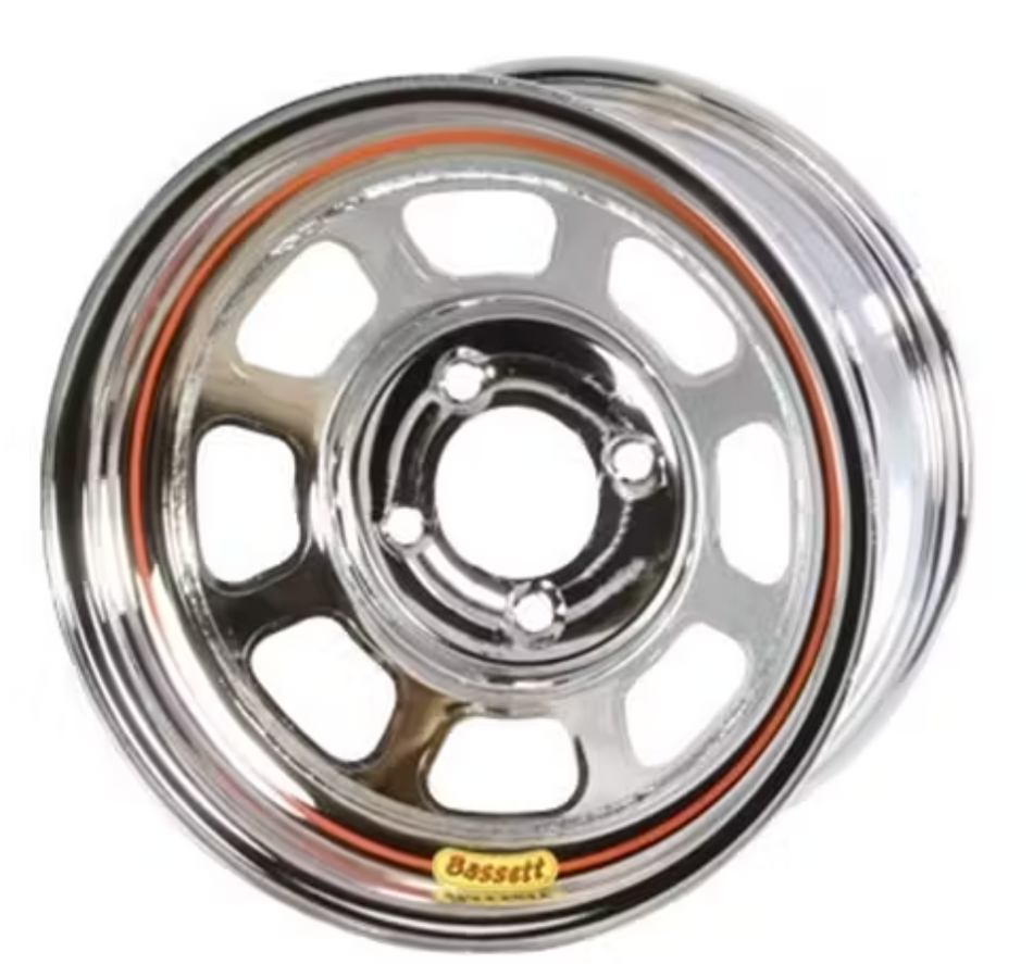 4x100MM Bassett Wheels 7 Inch Width (ALL Diameters, Backspacing's) Black, Silver, Chrome